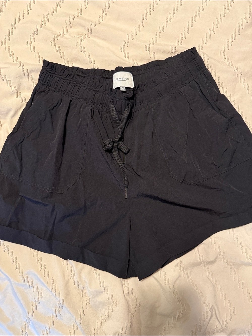Thread & Supply Black Elastic-Waist Athletic Shorts